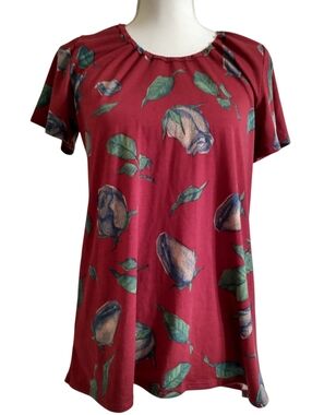 LuLaRoe Dark Red Floral Top